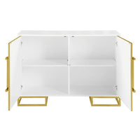 48 Inch Wood Accent Cabinet with 2 Doors and Square Open Base, White, Gold - BM286339