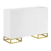 48 Inch Wood Accent Cabinet with 2 Doors and Square Open Base, White, Gold - BM286339