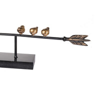 33 Inch Modern Accent Decor, Golden Metal Perched Birds on a Black Arrow - BM286381