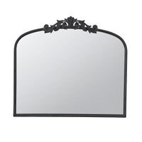 Kea 41 Inch Wall Mirror, Black Curved Arched Metal Frame, Baroque Design - BM286407