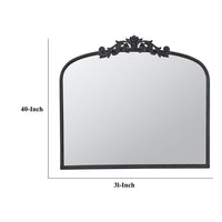 Kea 41 Inch Wall Mirror, Black Curved Arched Metal Frame, Baroque Design - BM286407