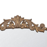 Kea 41 Inch Wall Mirror, Gold Curved Arched Metal Frame, Baroque Design - BM286408