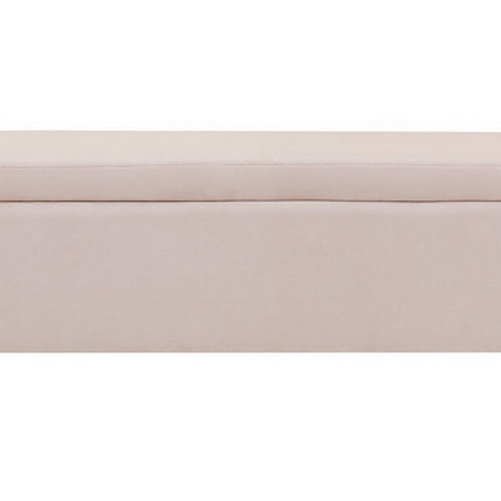 Cesar 55 Inch Ottoman Bench with Storage, Padded, Curved Arms, Pink Velvet - BM286563