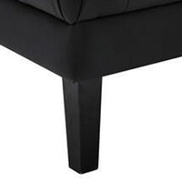 Ella 44 Inch Modern Ottoman, Deep Button Tufted, Black Vegan Faux Leather - BM286577