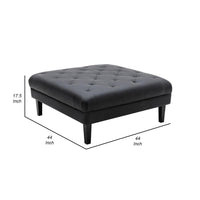 Ella 44 Inch Modern Ottoman, Deep Button Tufted, Black Vegan Faux Leather - BM286577