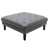 Ella 44 Inch Modern Ottoman, Deep Button Tufted, Gray Vegan Faux Leather - BM286581