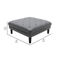 Ella 44 Inch Modern Ottoman, Deep Button Tufted, Gray Vegan Faux Leather - BM286581