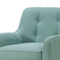 Kina 28 Inch Accent Chair, Teal Fabric, Button Tufted, Angled Wood Legs - BM286656