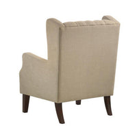 Keva 31 Inch Accent Chair, Deep Button Tufted Wingback, Soft Beige Fabric - BM286659