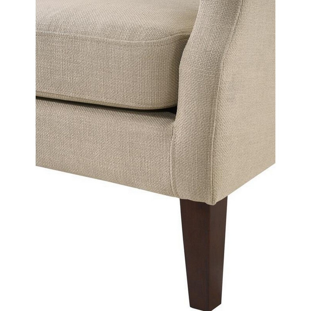 Keva 31 Inch Accent Chair, Deep Button Tufted Wingback, Soft Beige Fabric - BM286659