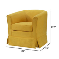 Lex 28 Inch Swivel Accent Chair, Yellow Fabric, Curved Track Back, Skirted - BM286662