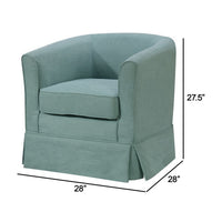 Lex 28 Inch Swivel Accent Chair, Bright Teal Fabric, Curved Back, Skirted - BM286663