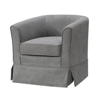 Lex 28 Inch Swivel Accent Chair, Light Gray Fabric, Curved Back, Skirted - BM286666