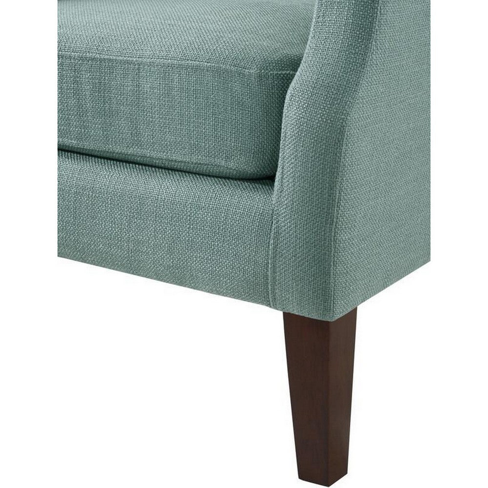 Keva 31 Inch Accent Chair, Deep Button Tufted Wingback, Soft Teal Fabric - BM286684