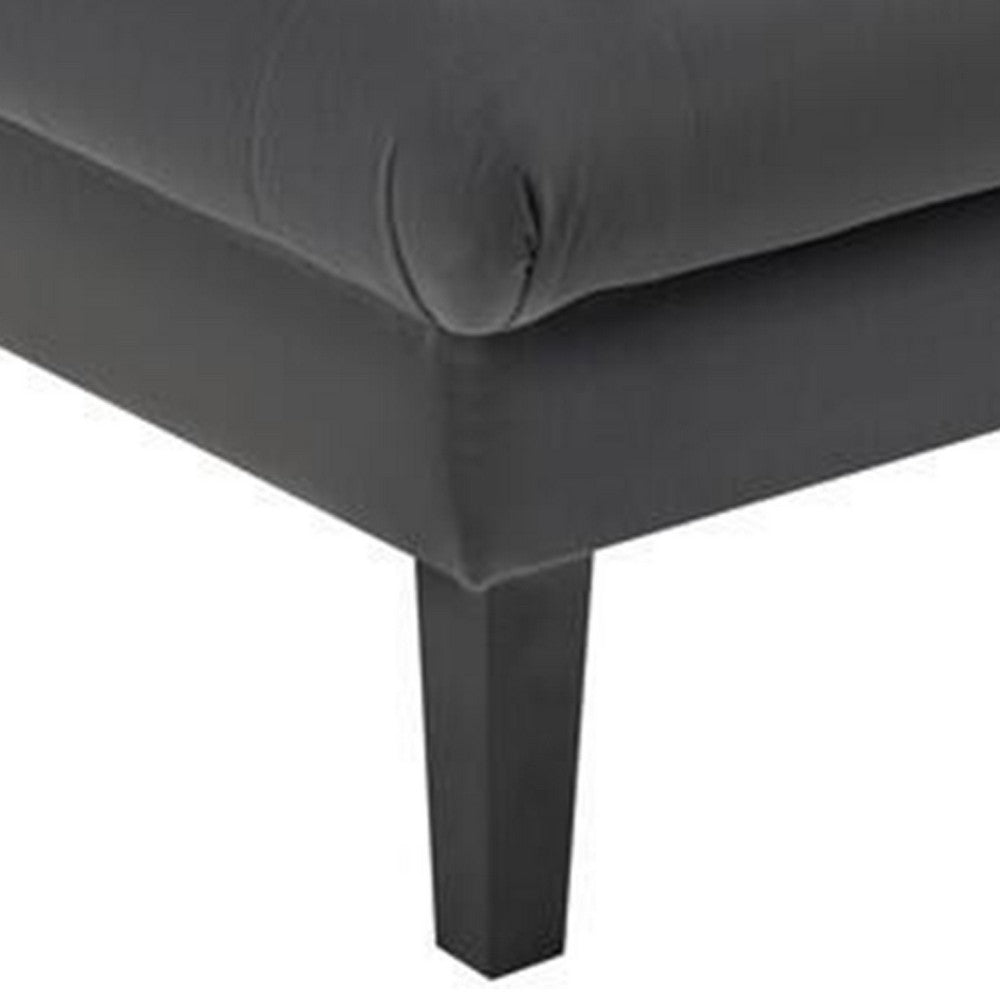 Aki 44 Inch Modern Wood Ottoman, Deep Button Tufted, Gray Velvet Fabric - BM286686