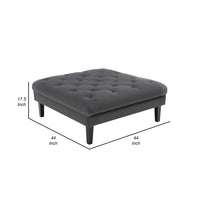 Aki 44 Inch Modern Wood Ottoman, Deep Button Tufted, Gray Velvet Fabric - BM286686