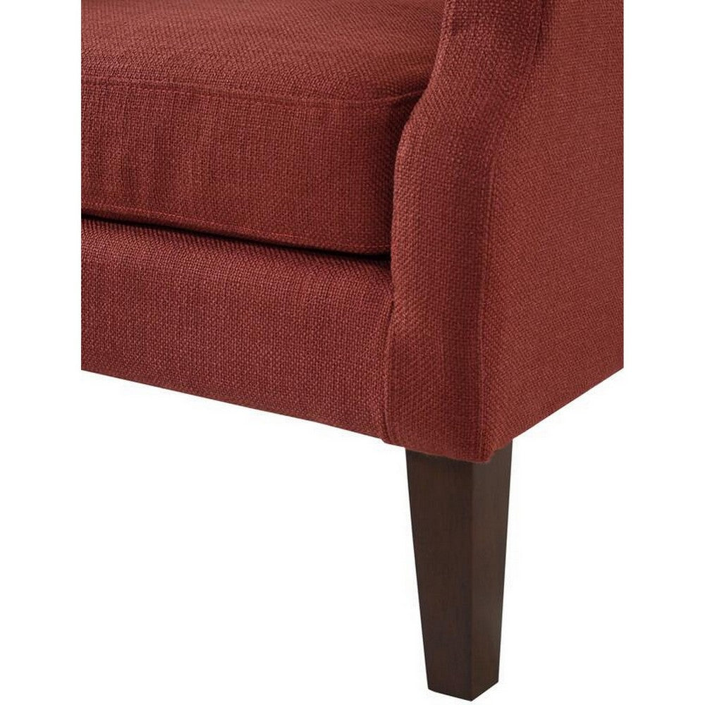 Keva 31 Inch Accent Chair, Deep Button Tufted Wingback, Soft Red Fabric - BM286687