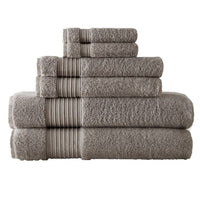 Gem 6 Piece Towel Set, Soft Turkish Cotton, Absorbent Texture, Dark Gray - BM287466