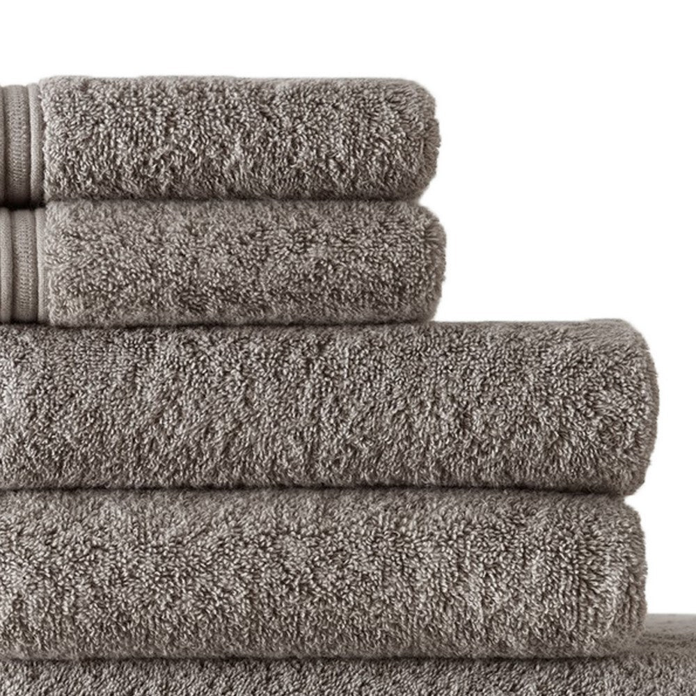 Gem 6 Piece Towel Set, Soft Turkish Cotton, Absorbent Texture, Dark Gray - BM287466