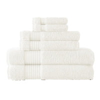 Gem 6 Piece Towel Set, Extra Soft Turkish Cotton, Absorbent Texture, White - BM287471