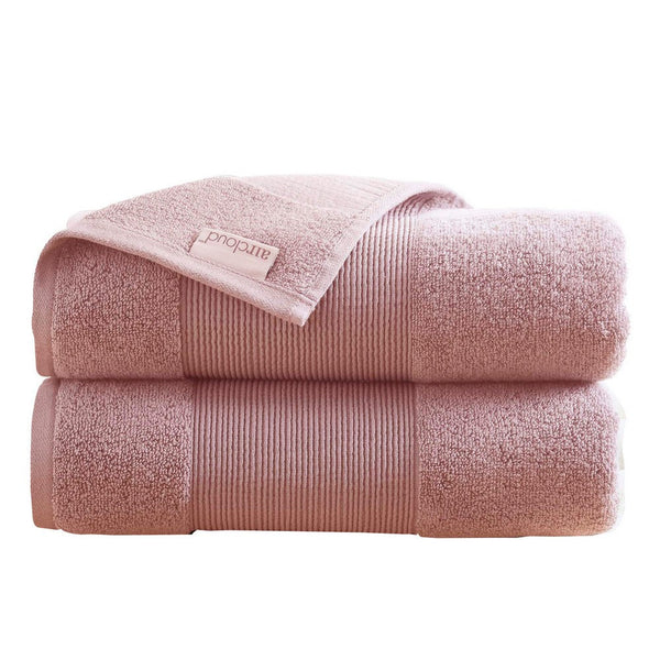 Lyra 2 Piece Ultra Soft Towel Set, Cotton, Absorbent Shaggy Texture, Pink - BM287480