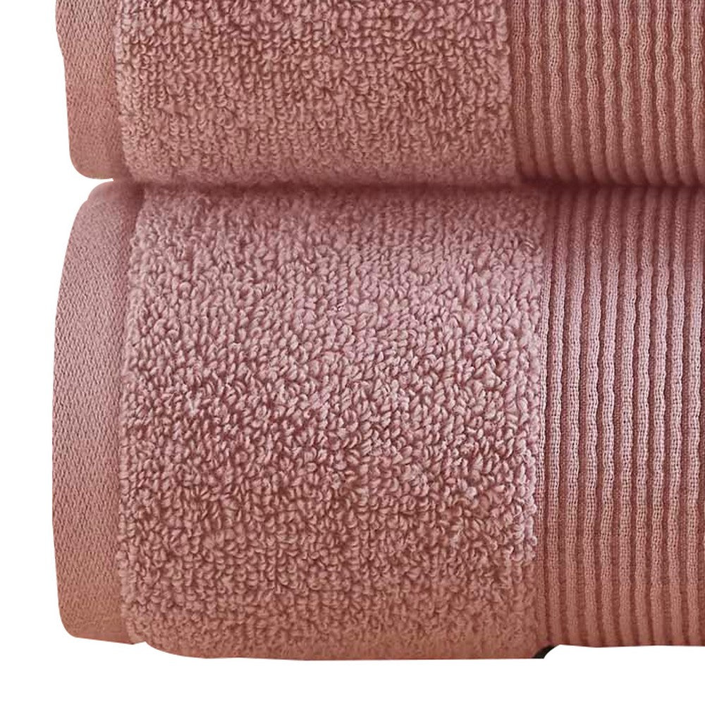 Lyra 2 Piece Ultra Soft Towel Set, Cotton, Absorbent Shaggy Texture, Pink - BM287480