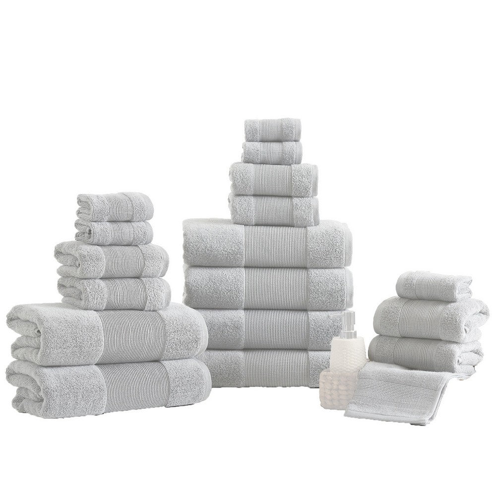 Lyra 18 Piece Ultra Soft Towel Set, Absorbent Textured Cotton Yarn, Gray - BM287498