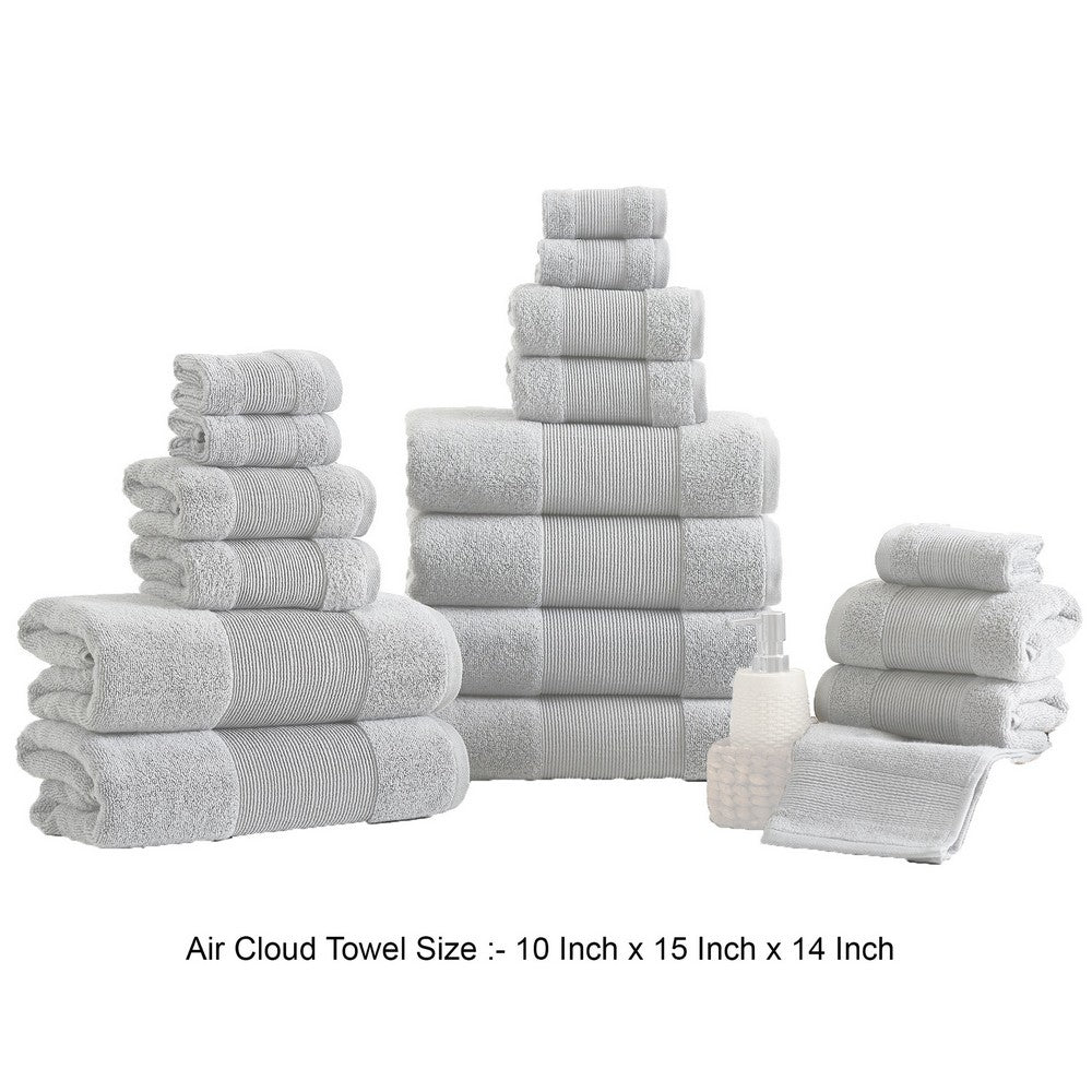 Lyra 18 Piece Ultra Soft Towel Set, Absorbent Textured Cotton Yarn, Gray - BM287498