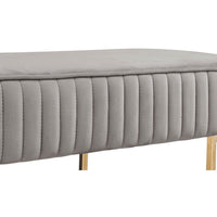 41 Inch Set of 2 Accent Benches with Vertical Channel Tufting, Gray Velvet - BM287683