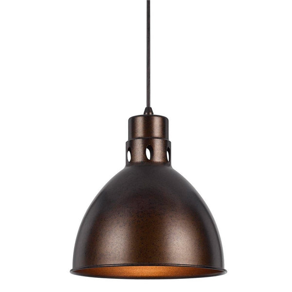 Nico 10 Inch Modern Pendent Light, Rust Brown Metal Shade, Clean SIlhouette - BM287705