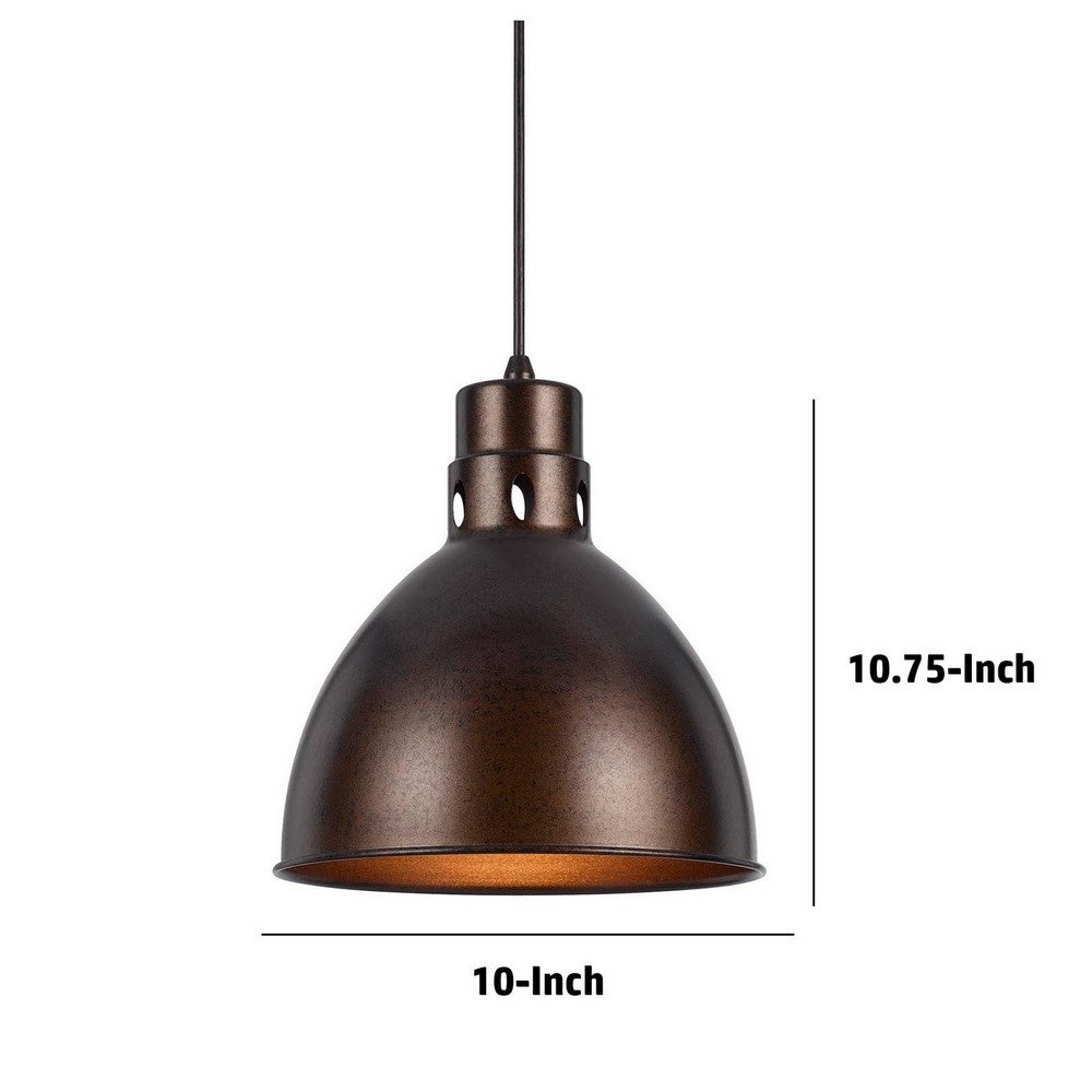 Nico 10 Inch Modern Pendent Light, Rust Brown Metal Shade, Clean SIlhouette - BM287705