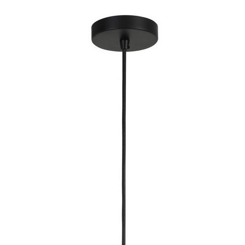 6 Inch Modern LED Pendent Light, Rippled Glass Shade, Smoky Finish, Black - BM287707