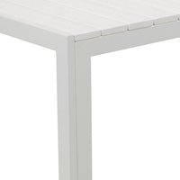 Theo 53 Inch Outdoor Bench, White Aluminum Frame, Plank Style Seat Surface - BM287720