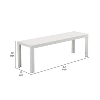 Theo 53 Inch Outdoor Bench, White Aluminum Frame, Plank Style Seat Surface - BM287720