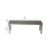 Theo 53 Inch Outdoor Bench, Gray Aluminum Frame, Plank Style Seat Surface - BM287726