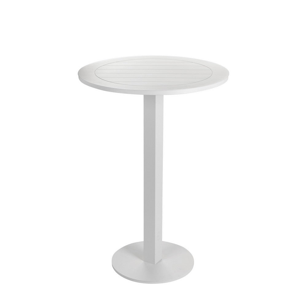 Keli 43 Inch Outdoor Bar Table, White Aluminum Frame, Foldable Design - BM287742