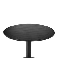 Keli 35 Inch Round Dining Table, Black Aluminum Frame, Foldable Design - BM287780