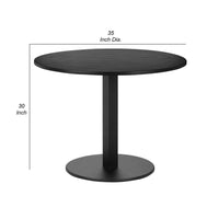 Keli 35 Inch Round Dining Table, Black Aluminum Frame, Foldable Design - BM287780