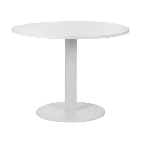 Keli 35 Inch Round Dining Table, White Aluminum Frame, Foldable Design - BM287782