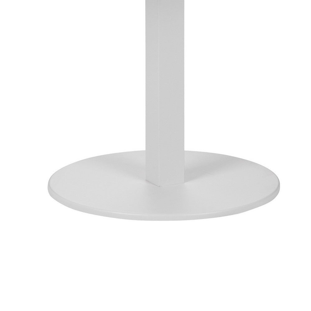 Keli 35 Inch Round Dining Table, White Aluminum Frame, Foldable Design - BM287782