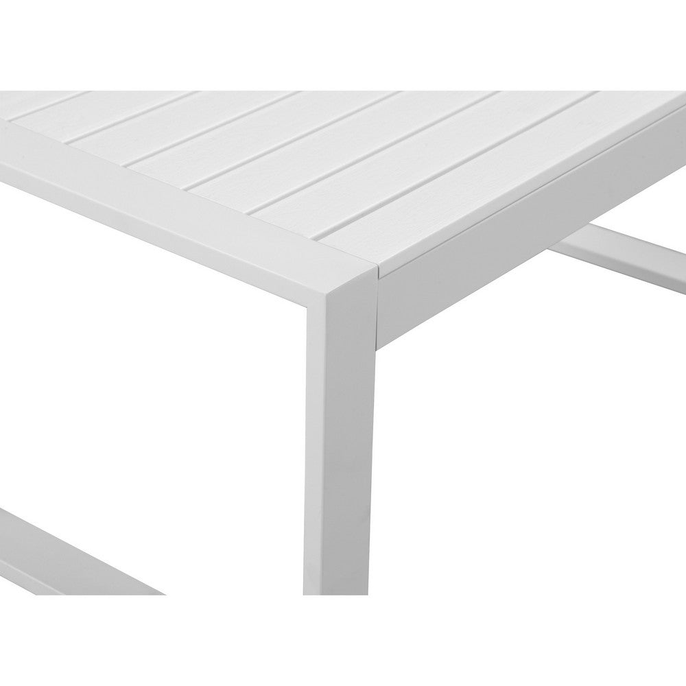 Lark 35 Inch Outdoor Coffee Table, White Aluminum Frame, Polyresin Top - BM287801