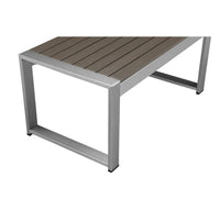 Kili 35 Inch Coffee Table, Polyresin Surface, White Gray Aluminum Frame - BM287844