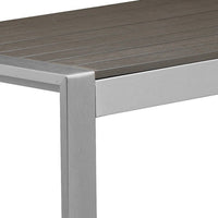 Kili 35 Inch Coffee Table, Polyresin Surface, White Gray Aluminum Frame - BM287844