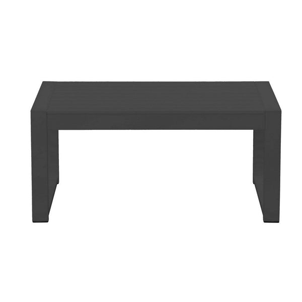 Kili 35 Inch Coffee Table, Polyresin Surface, Jet Black Aluminum Frame - BM287846