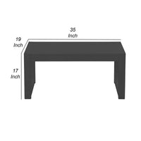 Kili 35 Inch Coffee Table, Polyresin Surface, Jet Black Aluminum Frame - BM287846