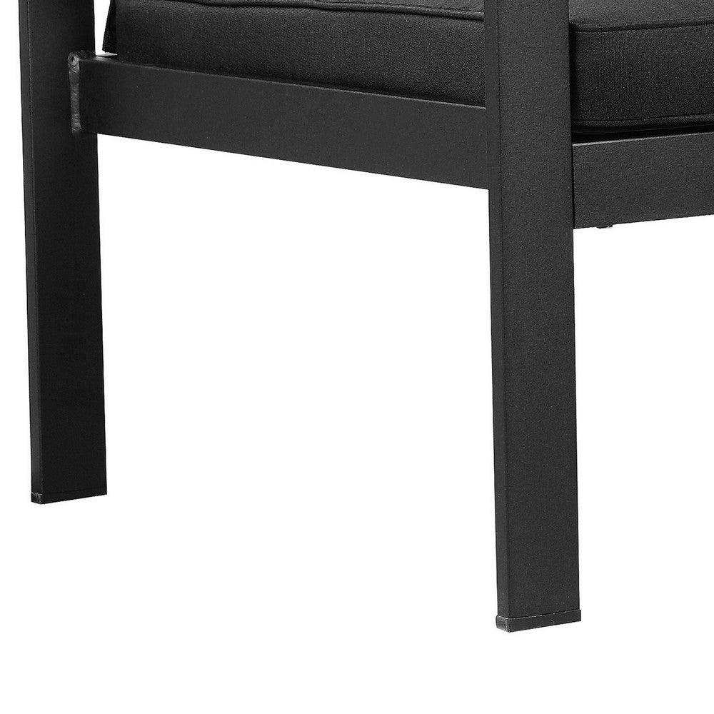 Kili 29 Inch Armchair, Jet Black Aluminum Frame, Water Resistant Fabric - BM287852