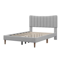 Tripp Modern Full Platform Bed Frame with Channel Tufted Headboard, Gray - BM287872