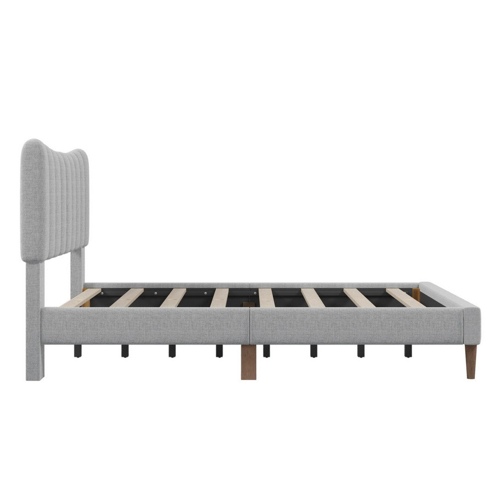 Tripp Modern Full Platform Bed Frame with Channel Tufted Headboard, Gray - BM287872