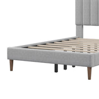 Tripp Modern Full Platform Bed Frame with Channel Tufted Headboard, Gray - BM287872