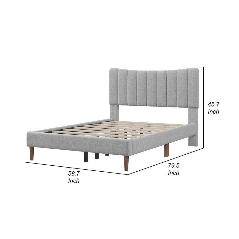 Tripp Modern Full Platform Bed Frame with Channel Tufted Headboard, Gray - BM287872